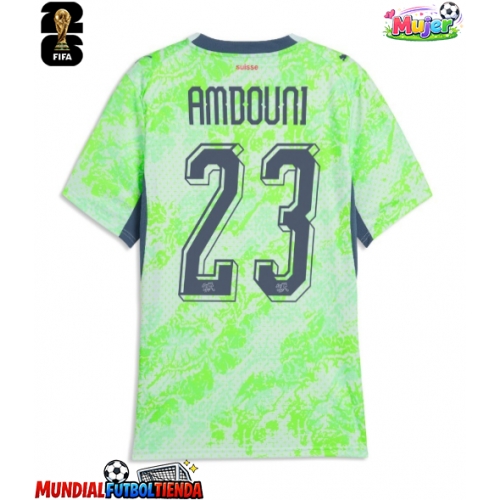 Camiseta Suiza Zeki Amdouni #23 Segunda Equipación Replica Mundial 2026 para mujer mangas cortas